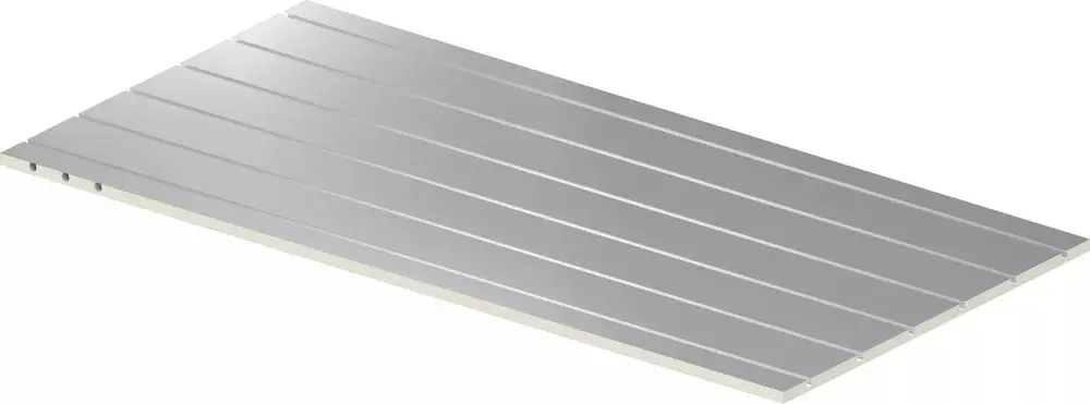 Aluminiumplatte mit gerillter Oberfläche, vermutlich von Uponor, die für verschiedene Anwendungen geeignet ist.